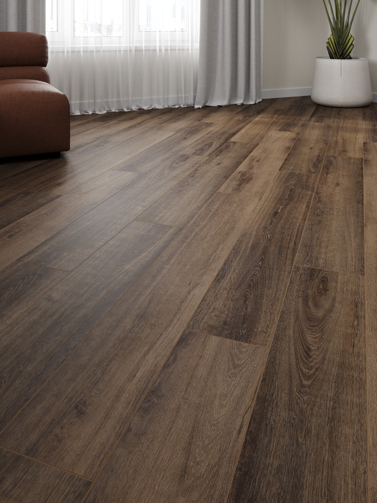 Кварцвиниловый SPC ламинат Cronafloor Grand Sequoia Дуб Обыкновенный 1200×180×5 фото в интерьере